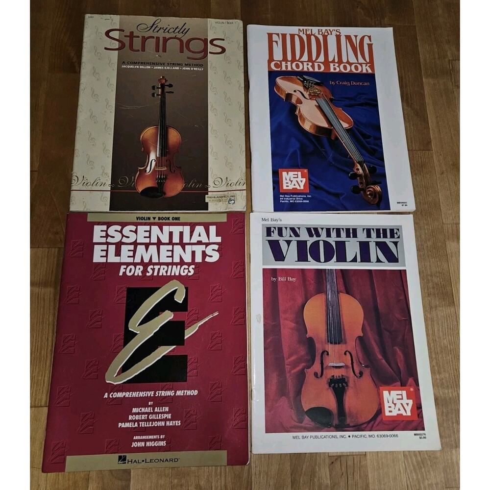 Mixed Lot 4 Books Violin Fiddle Strings Music Instruction Chords Practice